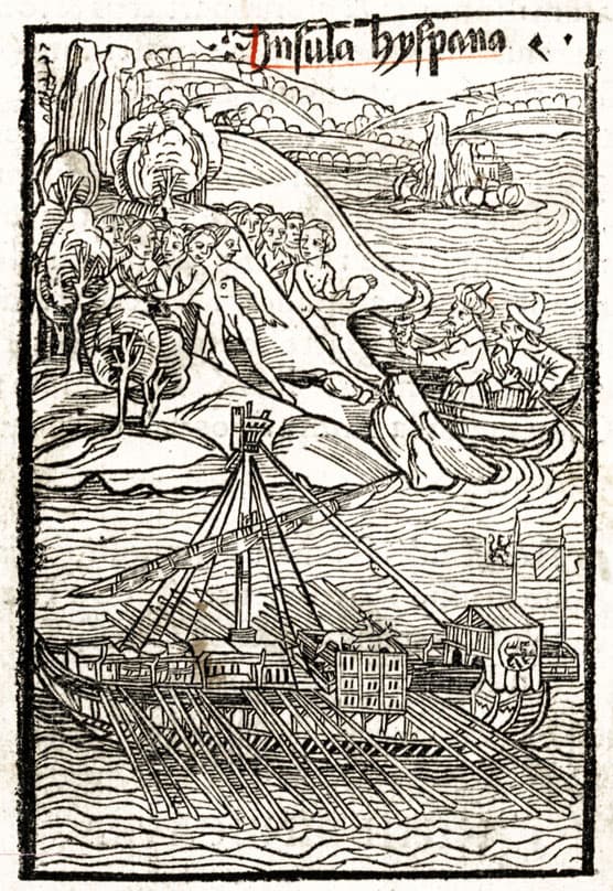 Woodcut illustration from the 1493 Basel printing of Columbus's letter